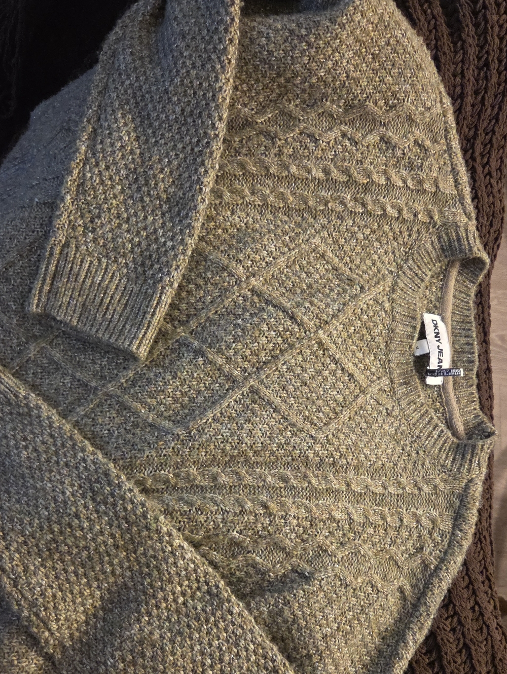 DKNY  Olive Green Cable Knit Sweater